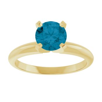 London Blue Topaz Gemstone Solitaire Ring in 14K Yellow Gold 3