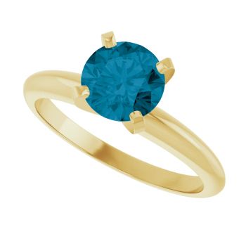 London Blue Topaz Gemstone Solitaire Ring in 14K Yellow Gold 4