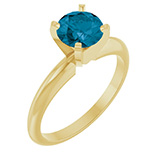 London Blue Topaz Gemstone Solitaire Ring in 14K Yellow Gold