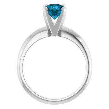 London Blue Topaz Gemstone Solitaire Ring in 14K White Gold 2