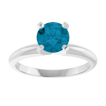 London Blue Topaz Gemstone Solitaire Ring in 14K White Gold 3