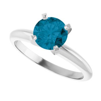 London Blue Topaz Gemstone Solitaire Ring in 14K White Gold 4