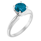 London Blue Topaz Gemstone Solitaire Ring in 14K White Gold