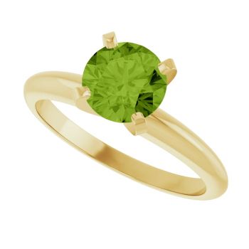 Peridot Gemstone Solitaire Ring in 14K Yellow Gold 4
