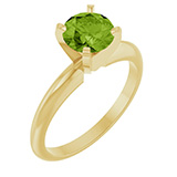 Peridot Gemstone Solitaire Ring in 14K Yellow Gold