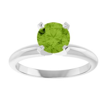 Peridot Gemstone Solitaire Ring in 14K White Gold 3