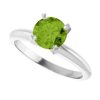 Peridot Gemstone Solitaire Ring in 14K White Gold 4