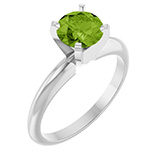 Peridot Gemstone Solitaire Ring in 14K White Gold