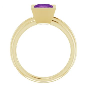 14K Gold Bezel-Set Princess-Cut Amethyst Solitaire Ring 2