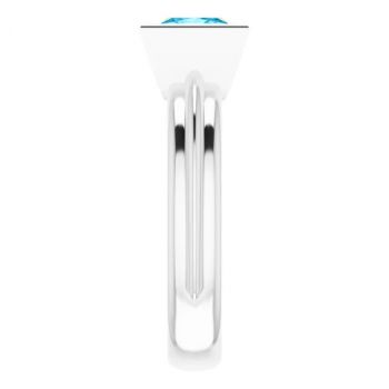 14K White Gold Bezel-Set Princess-Cut Aquamarine Solitaire Ring 4