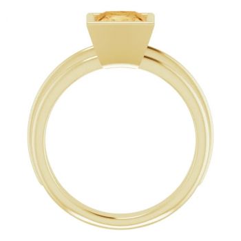 14K Gold Bezel-Set Princess-Cut Citrine Solitaire Ring 2