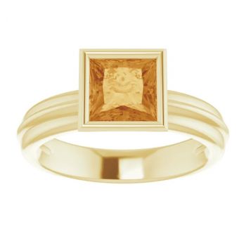 14K Gold Bezel-Set Princess-Cut Citrine Solitaire Ring 3