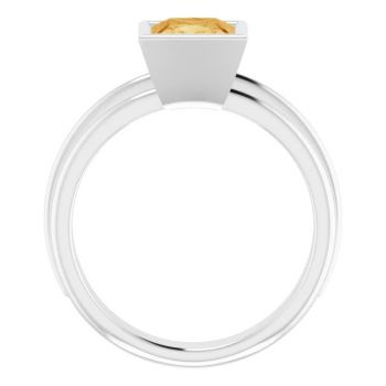 Bezel Princess-Cut Citrine Solitaire Ring in 14K White Gold 2