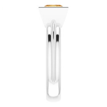 Bezel Princess-Cut Citrine Solitaire Ring in 14K White Gold 4