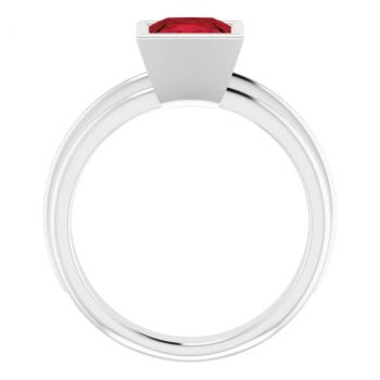 Princess-Cut Garnet Solitaire Ring in 14K White Gold 2