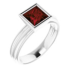 Princess-Cut Garnet Solitaire Ring in 14K White Gold