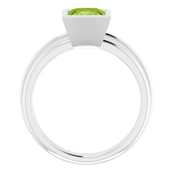 14K White Gold Bezel-Set Princess-Cut Peridot Solitaire Ring 2