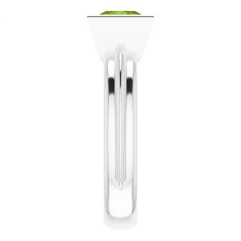 14K White Gold Bezel-Set Princess-Cut Peridot Solitaire Ring 4