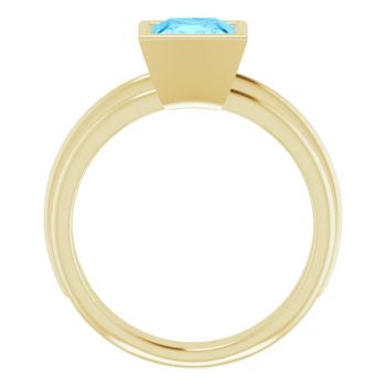 Bezel Princess-Cut Swiss Blue Topaz Solitaire Ring in 14K Gold 2