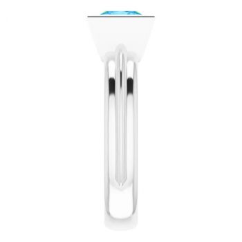 14K White Gold Bezel Princess-Cut Swiss Blue Topaz Solitaire Ring 4