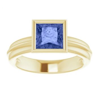 14K Gold Princess-Cut Tanzanite Solitaire Ring 3