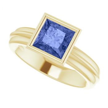14K Gold Princess-Cut Tanzanite Solitaire Ring 5