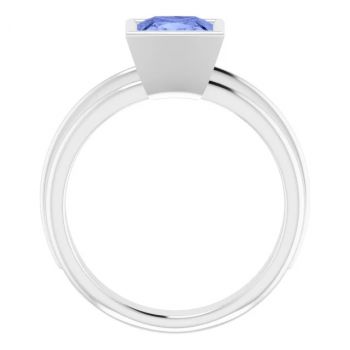 Princess-Cut Bezel Tanzanite Solitaire Ring in 14K White Gold 2