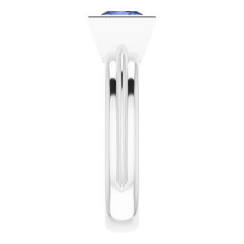 Princess-Cut Bezel Tanzanite Solitaire Ring in 14K White Gold 4