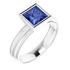 Princess-Cut Bezel Tanzanite Solitaire Ring in 14K White Gold