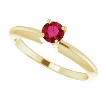 Ruby Gemstone Solitaire Ring in 14K Yellow Gold 4
