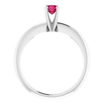 Ruby Gemstone Solitaire Ring in 14K White Gold 2