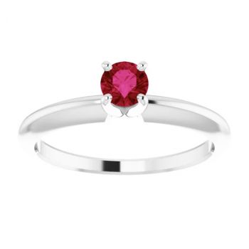 Ruby Gemstone Solitaire Ring in 14K White Gold 3