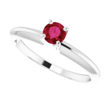 Ruby Gemstone Solitaire Ring in 14K White Gold 4