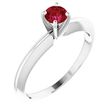 Ruby Gemstone Solitaire Ring in 14K White Gold