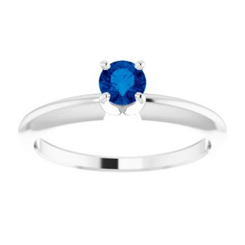 Sapphire Gemstone Solitaire Ring in 14K White Gold 3