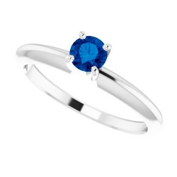 Sapphire Gemstone Solitaire Ring in 14K White Gold 4