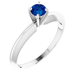 Sapphire Gemstone Solitaire Ring in 14K White Gold