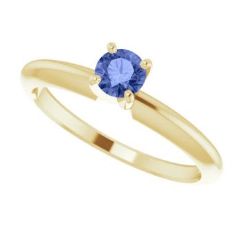Tanzanite Gemstone Solitaire Ring in 14K Yellow Gold 4