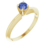 Tanzanite Gemstone Solitaire Ring in 14K Yellow Gold