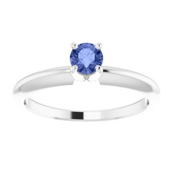 Tanzanite Gemstone Solitaire Ring in 14K White Gold 3