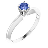 Tanzanite Gemstone Solitaire Ring in 14K White Gold