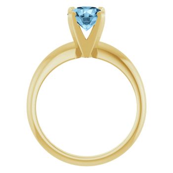Blue Topaz Gemstone Solitaire Ring in 14K Yellow Gold 2