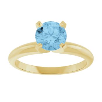 Blue Topaz Gemstone Solitaire Ring in 14K Yellow Gold 3