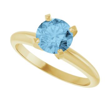 Blue Topaz Gemstone Solitaire Ring in 14K Yellow Gold 4