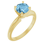 Blue Topaz Gemstone Solitaire Ring in 14K Yellow Gold