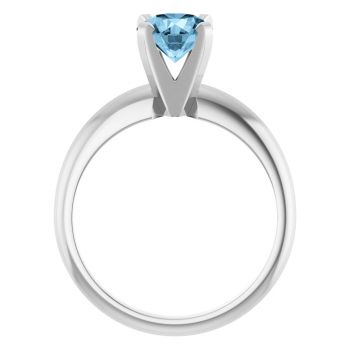 Blue Topaz Gemstone Solitaire Ring in 14K White Gold 2