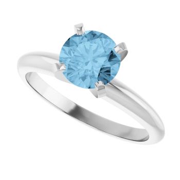 Blue Topaz Gemstone Solitaire Ring in 14K White Gold 4