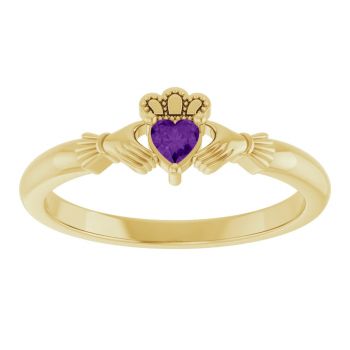 Amethyst Claddagh Ring for Women in 14K Gold 3