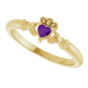 Amethyst Claddagh Ring for Women in 14K Gold 5