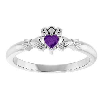 Sterling Silver Amethyst Claddagh Ring for Women 3